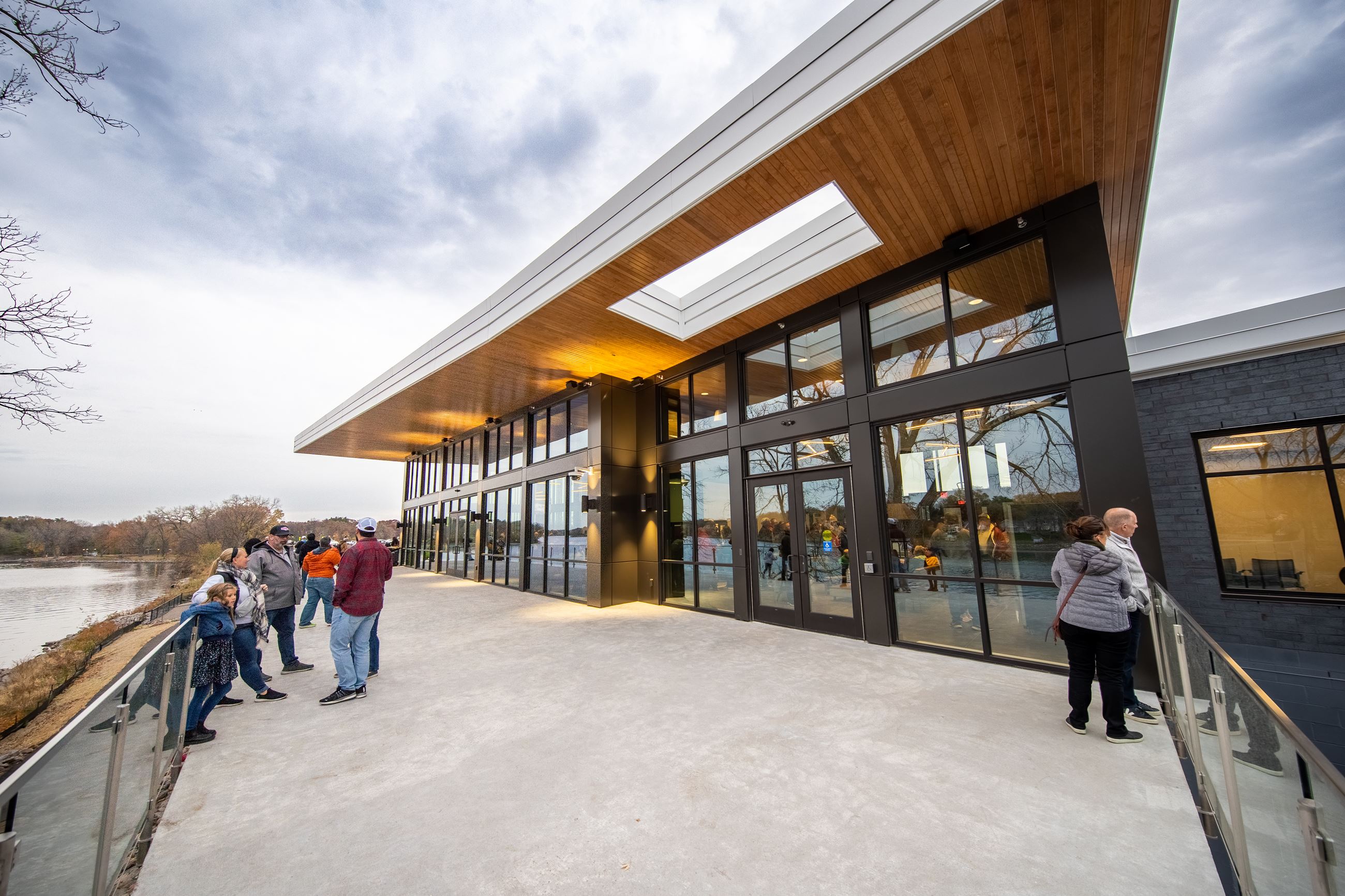Residents gathered at the grand entrance of the Mississippi Crossings Event Center on opening day