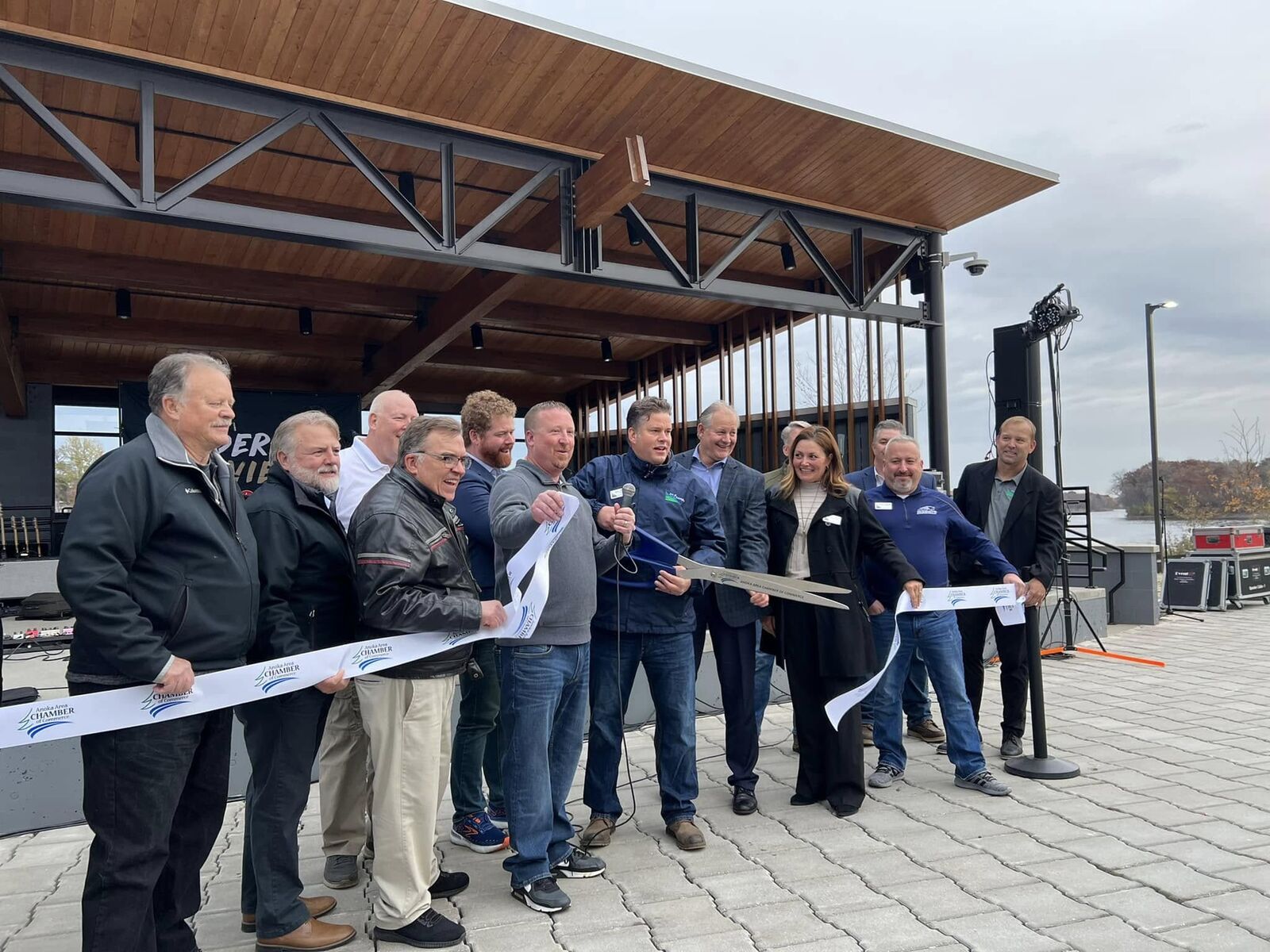 Ribbon cutting ceremony for the Mississippi Crossings Amphitheater in Champlin, Minnesota