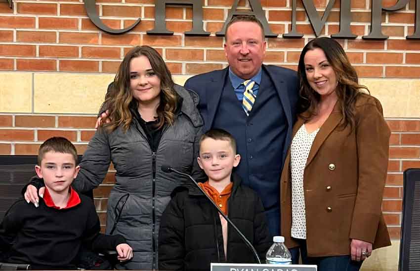 Ryan Sabas with his wife and four children